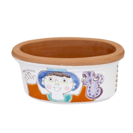Oval planter Folk Man with octopus Ceramiche De Simone Oval planter Folk Man with octopus Ceramiche De Simone